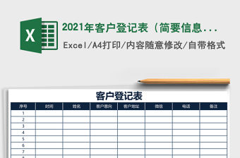 2021年客戶登記表（簡(jiǎn)要信息表）免費(fèi)下載