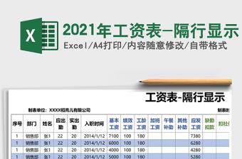 2021年工資表-隔行顯示
