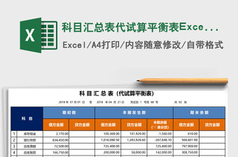科目匯總表代試算平衡表Excel模板