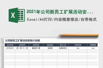 2021年公司新員工擴(kuò)展活動(dòng)安排計(jì)劃表