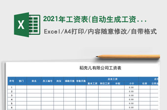 2021年工資表(自動(dòng)生成工資條）