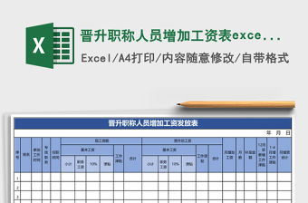 晉升職稱人員增加工資表excel表格