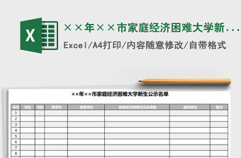 ××年××市家庭經濟困難大學新生公示名單