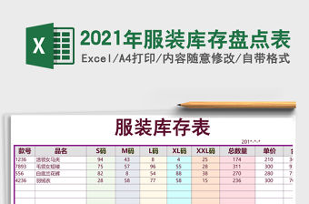 2021年服裝庫存盤點表