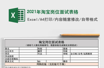 2021年淘寶崗位面試表格