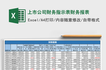 上市公司財務指示表財務報表
