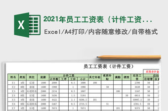 2021年員工工資表（計件工資）