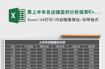 黑上半年各店鋪盈利分析報表Excel模板