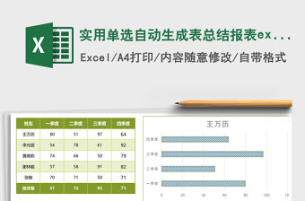 實(shí)用單選自動生成表總結(jié)報表excel模板