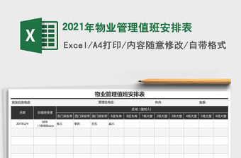 2021年物業(yè)管理值班安排表