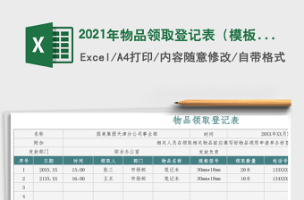 2021年物品領(lǐng)取登記表（模板）