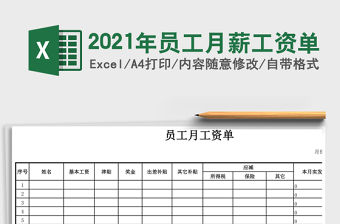 2021年員工月薪工資單