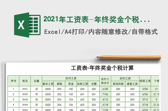 2021年工資表-年終獎金個稅計算免費下載