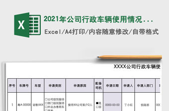 2021年公司行政車輛使用情況匯總表