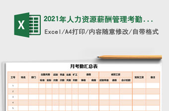 2021年人力資源薪酬管理考勤匯總表