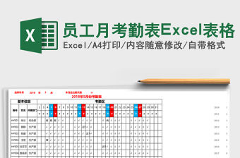 員工月考勤表Excel表格