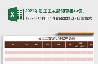 2021年員工工衣新領更換申請表