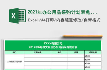 2021年辦公用品采購計劃表免費下載