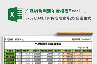 產(chǎn)品銷售利潤(rùn)年度報(bào)表Excel模板