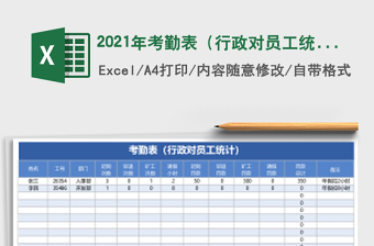 2021年考勤表（行政對(duì)員工統(tǒng)計(jì)）
