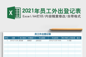 2021年員工外出登記表