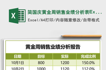 簡國慶黃金周銷售業績分析表Excel模板