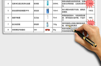 化妝產品目錄實例拓展Excel表格模板