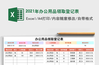 2021年辦公用品領(lǐng)取登記表