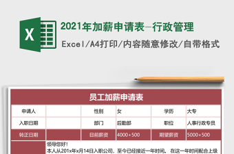 2021年加薪申請表-行政管理