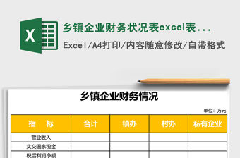 鄉鎮企業財務狀況表excel表格模板