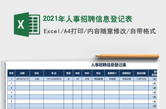 2021年人事招聘信息登記表