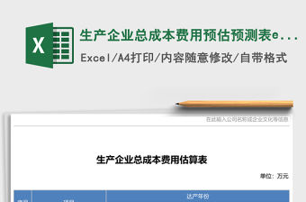 生產企業總成本費用預估預測表excel表格模板