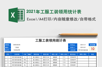 2021年工服工裝領(lǐng)用統(tǒng)計(jì)表