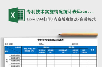 專利技術(shù)實(shí)施情況統(tǒng)計(jì)表Excel模板