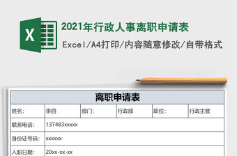 2021年行政人事離職申請表