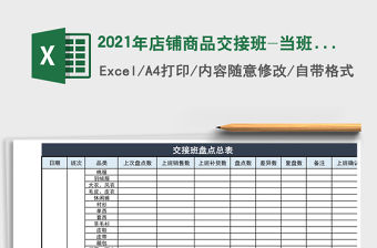 2021年店鋪商品交接班-當(dāng)班盤點(diǎn)表