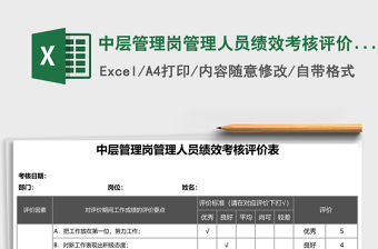 中層管理崗管理人員績效考核評價Excel表格