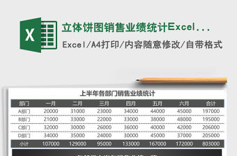 立體餅圖銷售業(yè)績統(tǒng)計Excel表格模板