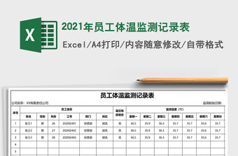 2021年員工體溫監測記錄表