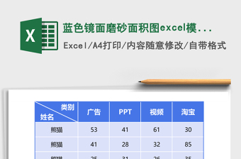 藍(lán)色鏡面磨砂面積圖excel模板