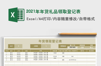 2021年年貨禮品領取登記表