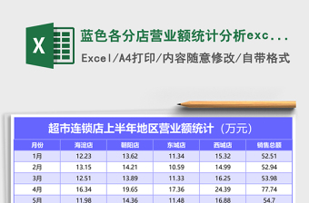 藍(lán)色各分店?duì)I業(yè)額統(tǒng)計(jì)分析excel模板表格