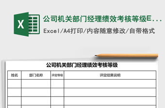 公司機(jī)關(guān)部門經(jīng)理績效考核等級Excel表格