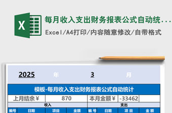 每月收入支出財務報表公式自動統計excel表格