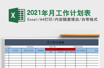 2021年月工作計劃表