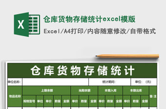 倉庫貨物存儲統計excel模版