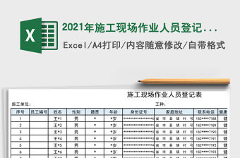 2021年施工現(xiàn)場作業(yè)人員登記表