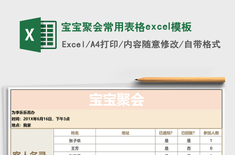 寶寶聚會(huì)常用表格excel模板