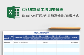 2021年新員工培訓安排表