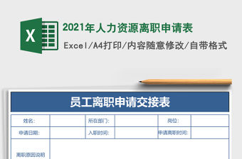 2021年人力資源離職申請表